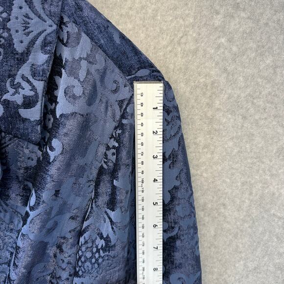 Chico's Chenille Jacquard Jacket Womens Size 3 Blue 100% Polyester Long Sleeve - Picture 11 of 12